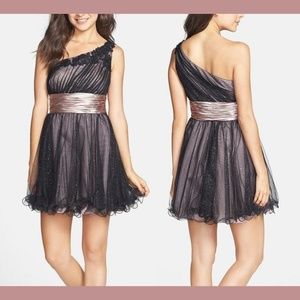 NEW Jump Apparel One-Shoulder Dress Black Nude 5/6